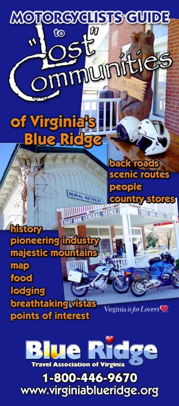 Lost Communities of Virginia Motorcyclists Tour Guide Brochure cover